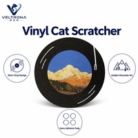 Griffoir pour chat de style tourne-disque, design vinyle, avec motif montagne pour chats