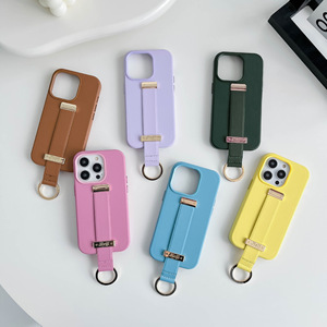 Bán Buôn Sang Trọng Handmade PU Da Dây Đeo Tay Đứng Trường Hợp Đối Với <span class=keywords><strong>iPhone</strong></span> 16 17 Pro Max Da Trường Hợp Với Dây Đeo Cổ Tay Dây Đeo Chân Đế - Product Image 6