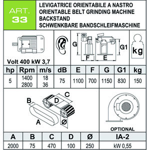 Aceti 75x2000mm Horizontal Belt <b>Sander</b>, 3.7kW 400V - Product Image 4