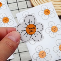Pour la petite fleur blanche transfrontalière merci papier enduit UV étanche autocollants d'étanchéité boîte-cadeau emballage étiquettes faites à la main