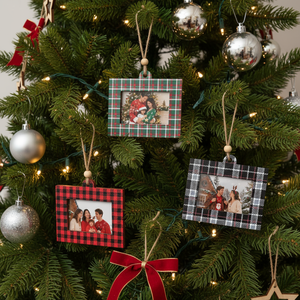 Custom Wooden Plaid <b>Photo</b> Christmas Ornament Hanging Picture <b>Frame</b> Tree Decoration Family Holiday Keepsake 2025 New Gift Craft - Product Image 1