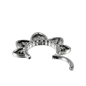 Gaby Hot Astm F136 Titanium Silver Plated Folded Cz Hinged Hoop Earring Cartilage Segment <b>Septum</b> Clicker Children's Wedding <b>Nose</b> - Product Image 5