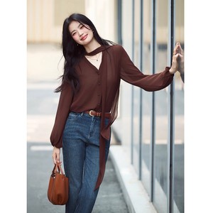 <span class=keywords><strong>Camicia</strong></span> da <span class=keywords><strong>donna</strong></span> alla moda a maniche lunghe in <span class=keywords><strong>lino</strong></span> chiffon traspirante e leggera, antipiega, nuova collezione coreana Primavera Autunno 2026 - Product Image 3
