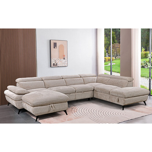 Sofá Cama Seccional en Forma de L de Dos Plazas con Diseño Europeo, Tapizado en Tela, con Almacenamiento y Esponja, Ideal para Sala de Estar, Apartamentos y Centros Comerciales - Product Image 4