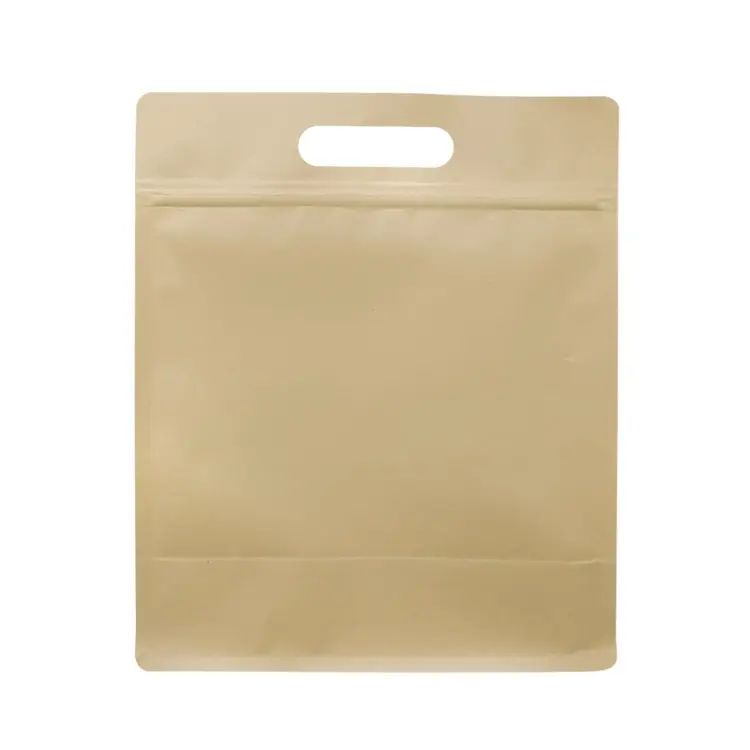 Sac en papier kraft personnalisé biscuits à base de plantes bonbons noix marchandises sèches huit côtés fermeture éclair sac en papier kraft scellé