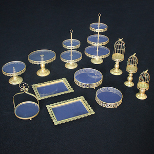 ชุดตั้งโชว์เค้กขนมหวานโลหะสีทองสำหรับงานแต่งงานชุดวางเค้กสุดหรูสำหรับตกแต่ง - Product Image 2