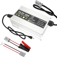 Chargeur de batterie intelligent automatique à 2 étapes 14,6 V 20 A pour batterie au lithium-fer-phosphate (LiFePO4) 12 V 12,8 V 100 Ah avec puissance de sortie de 20 W