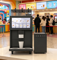 Máquina de Café Espresso de Sobremesa, Equipo Expendedor de Café Comercial de Autoservicio con Enfriador de Agua Independiente