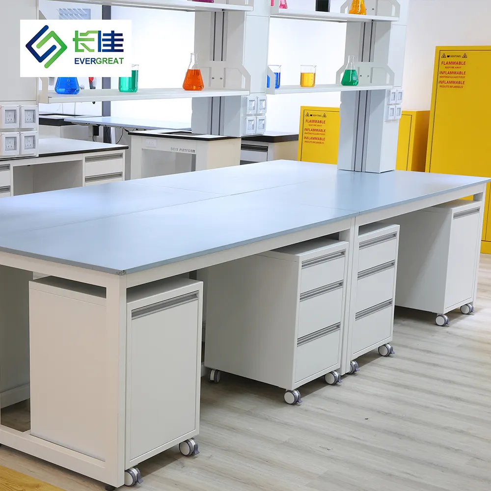 Lab furniture work bench wall bench/laboratory furniture with movable cabinet