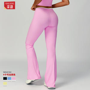 กางเกงดิสโก้ สปอร์ต เฟลเร แพนท์เอวสูงระบายอากาศได้ดี กางเกงทรงบูทคัทสำหรับผู้หญิง เหมาะสำหรับออกกำลังกายและสวมใส่ลำลอง - Product Image 4