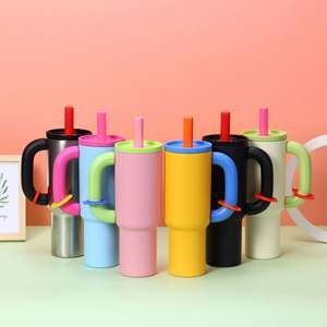Colorful New Design Thick <b>Handle</b> Customized 304 Stainless Steel Mug Vacuum Insulated <b>Tumbler</b> <b>With</b> <b>Straw</b> Outdoor Use - Product Image 3