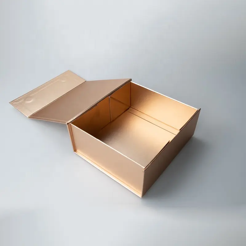 Custom Logo Design Matte Gold Black Large Rigid Paper Cardboard Gift Packaging Magnetic Folding Box for Wedding Dress Clothes