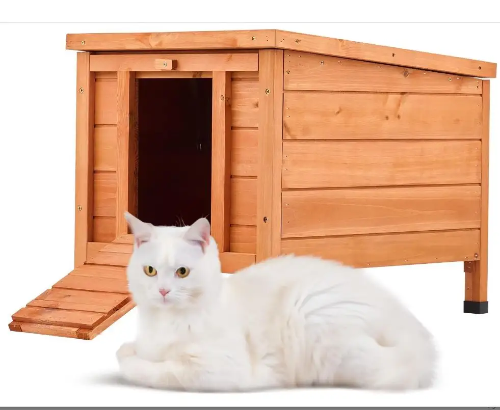 Aangepaste Outdoor Kattenhuis, Weerbestendige Konijnenhok Schuilplaats, Houten Buiten Schuilplaats Voor Wilde Katten Konijnen Kip