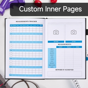 Giornali di lino di 90 giorni Dieta palestra registro di esercizi con calendari pianificatore annuale 2025 diario di allenamento personalizzato di perdita di peso - Product Image 5