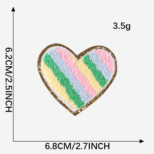 Venda quente Novo Custom Made Listra Colorido Estrela Coração Avião Design Ferro em <span class=keywords><strong>Glitter</strong></span> Chenille Vestuário <span class=keywords><strong>Patches</strong></span> - Product Image 6