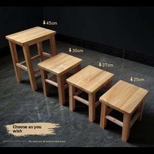 Petit tabouret carré en bois massif, style farmhouse, capitonné, amovible, non pliable, pour <span class=keywords><strong>salon</strong></span>, chambre à coucher, usage domestique, pour adulte, banc bas, café - Product Image 2