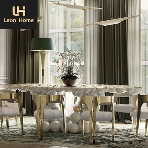 Tavolo <span class=keywords><strong>da</strong></span> <span class=keywords><strong>pranzo</strong></span> personalizzato di lusso Set <span class=keywords><strong>sala</strong></span> <span class=keywords><strong>da</strong></span> <span class=keywords><strong>pranzo</strong></span> mobili in acciaio inox palla Design bianco e oro ovale tavolo <span class=keywords><strong>da</strong></span> <span class=keywords><strong>pranzo</strong></span> di lusso - Product Image 4