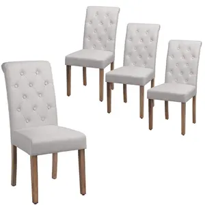 Germany Cheap Dining Chairs Set High Back Tufted Parsons Upholstered Padded Wood Dining Room Chairs For Hotel