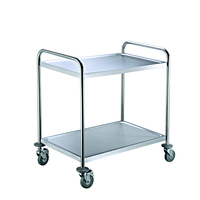 Chariot de cuisine à 2 niveaux sur mesure en acier inoxydable avec roulettes pour restaurant