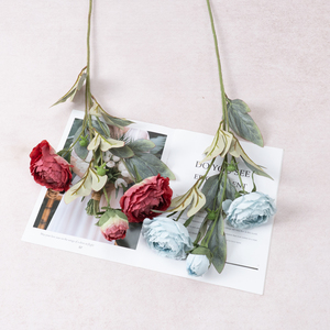French-style 3-head Oil Painting Peony Silk Artificial Flowers <b>Wedding</b> Photo Matching <b>Bouquet</b> with Styling - Product Image 3