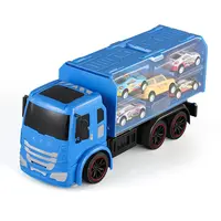 Coche a Control remoto de 6 ruedas para niños, camión de almacenamiento de contenedores de 2,4 Ghz, vehículos de iluminación, juguete que incluye 5 Mini modelos fundidos a presión