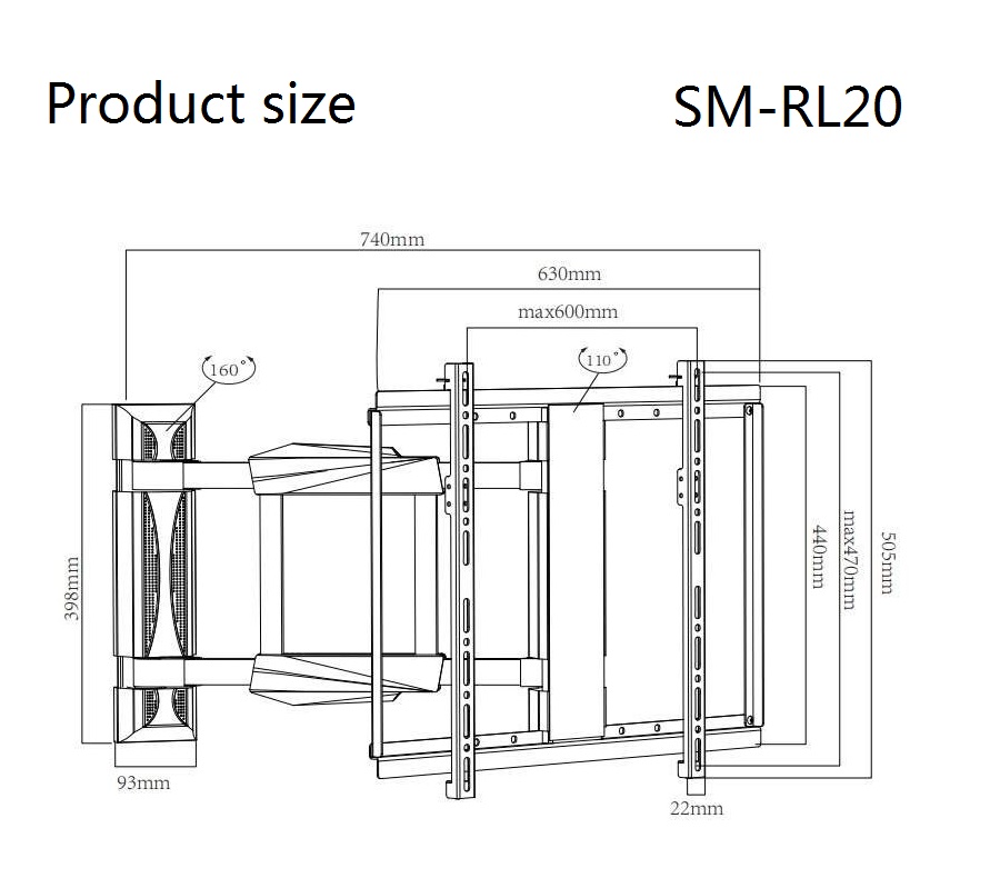 remote control 32-70inch 180 degree Electric swing arm Full motion motorized TV wall mount smart swivel arms TV wall bracket