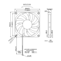 Ultraflacher Hochgeschwindigkeits-80x80x10mm 5V/12V/24V Bürstenloser Geräuscharmer DC-Kühlaxiallüfter aus Kunststoff OEM für 3D-Drucker