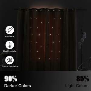 XinLan personnalisé rideaux occultants pour enfant filles salon, Darking Stripe Double couche étoile découpé mur décor à la maison - Product Image 5