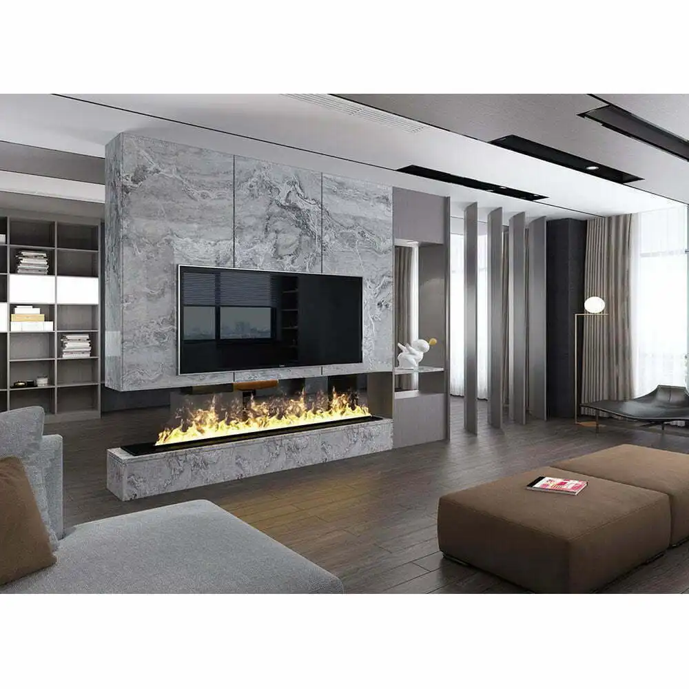 Đồ nội thất phòng khách sang trọng cháy nơi TV đứng lò sưởi hiện đại cho trong nhà 3D Mist lò sưởi để bán