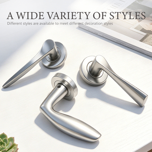 Poignée de porte à levier carrée sans clé Tianyi Premium, finition nickel satiné, réversible, pour chambre et salle de bain - Product Image 2