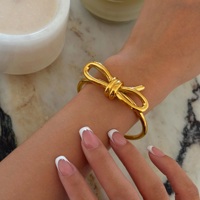 Bracelet Dazan New Ins en acier inoxydable plaqué or 18 carats, de haute qualité, mignon, avec un nœud papillon, super brillant, style coréen, pour danseuses.