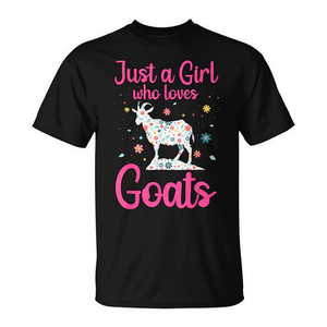 Camiseta Just A Girl Who Loves Goats para mujeres y niñas, diseño floral, color negro - Product Image 2