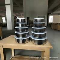 Ensemble de boîtes à lunch en acier inoxydable de cinq pièces avec couvercle, design moderne, forme ronde, épaisse et hermétique pour une conservation optimale des aliments