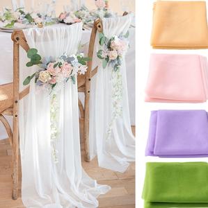 Taplak meja benang susu 200cm, kain kasa kursi sifon selempang belakang Ulang Tahun, taplak meja pernikahan luar ruangan, dekorasi pesta perjamuan - Product Image 1