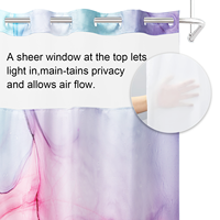 Rideau de Douche Double Couche Luxe Rose Vif et Violet Effet Marbre Pastel - Voilage Respirant Écologique Anti-Moisissure