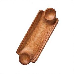 Bandeja de Servir Floral de Madera de Acacia, Forma Ovalada Grande, Ecológica y Apta para Lavavajillas/Microondas, Artículos Decorativos para Restaurantes - Product Image 2