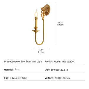 Lampada da Parete Vintage Stile Francese, Decorazione Crema, in Ottone con Fiocco a Nastro, Candela LED, Lussuosa e Romantica, Applique Artistica a Fiocco - Product Image 4