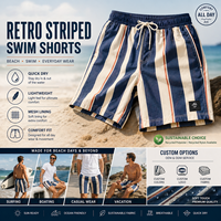 Short de bain pour homme en tissu recyclé respirant et extensible à séchage rapide, avec doublure en maille gingham, imprimé personnalisé, vente en gros