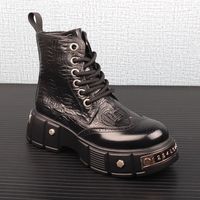 Nouvelles Bottines pour Hommes Dr. Martens Style Britannique Vintage en Cuir Véritable Tendance Polyvalentes avec Rehaussement Intégré