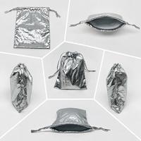 Sac à cordon en nylon métallisé or, argent, noir pour bijoux, cosmétiques, voyage, cadeau, pochette GWP, impression personnalisée, OEM, vente en gros