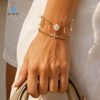 Bracelet élégant SUMMLY avec pendentif croix fleur en zircon, plaqué or 18 carats, en acier inoxydable, pour femme, cadeau de fête