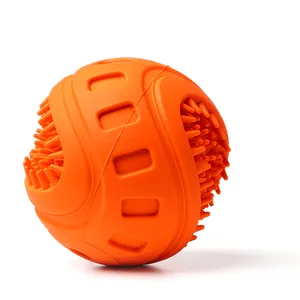 Pet Toy Orange Rubber Bite Resistance Teeth Clean Squeaky Dog Ball Toy Chew Giggle Ball Dog Rolling Ball With Sound