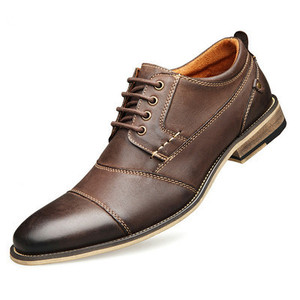 Chaussures habillées italiennes faites à la main pour hommes, élégantes, décontractées, à lacets, couleur unie, respirantes, à semelle épaisse - Product Image 5