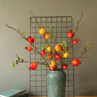 Hot Verkoop Grote Lange 6 Heads Kunstmatige Fruit Rood/Geel/Groen/Oranje Granaatappel Tak Voor Home Decoratie