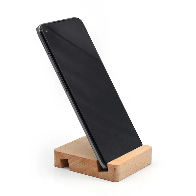 Wholesale Universal Wooden Phone Holder Solid Small Squares Wood Mobile Phone Stand Lazy Phone Holder
