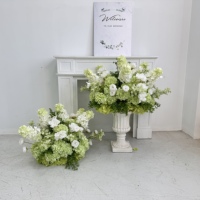 Boule de fleurs artificielle personnalisée RK352 en soie blanche et verte pour centre de table de mariage de luxe, décoration pour événements de mariage