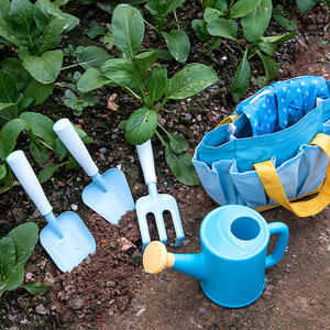 Kids <strong>Gardening</strong> Tool Set, <strong>Children</strong> Garden Shovel Rake Watering Can Apron <strong>Gloves</strong> Storage Bag, Outdoor Planting Beach Play Toy Kit - Product Image 4