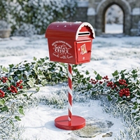 Boîte aux lettres classique de Noël en métal rouge fini, style vintage, pour la maison, décoration saisonnière