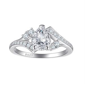 Bague éternelle en argent sterling 925 plaqué rhodium, bijoux fins pour mariage et fiançailles, diamant CZ taille poire, cadeau pour fête et anniversaire - Product Image 4