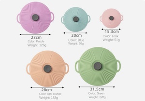 Vente chaude 5 Tailles Réutilisable Silicone Résistant À La Chaleur Alimentaire Couvercles D'aspiration Ajustement Parfait <span class=keywords><strong>pour</strong></span> Batterie <span class=keywords><strong>De</strong></span> Cuisine Pièces Tasses Bols Assiettes Pots - Product Image 6
